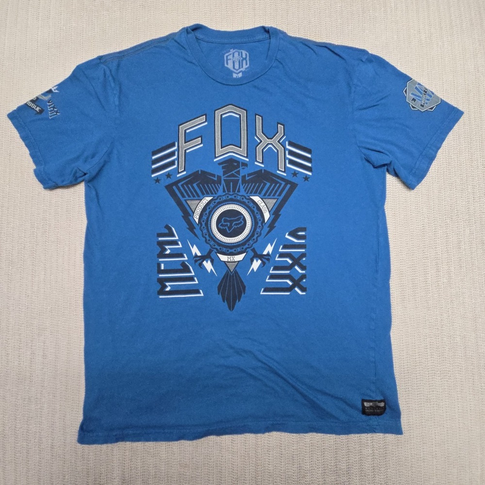 Fox Racing Shirt Mens XL Blue Company Product Class MX Graphic Motocross Tee